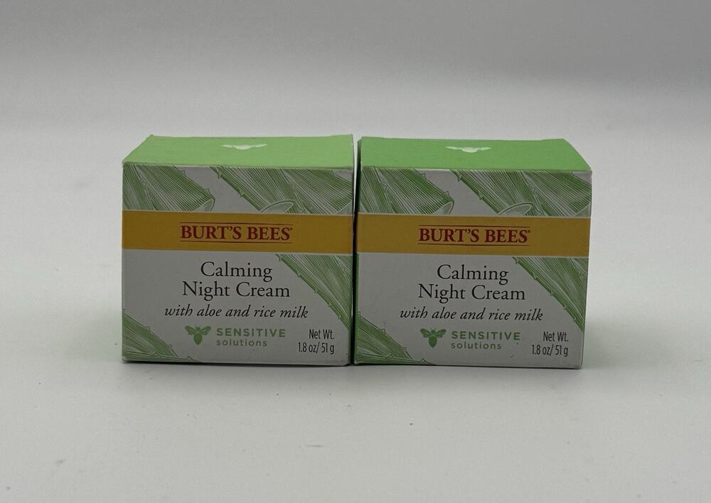 [2 PACK] Burt's Bees Calming Night Cream With Aloe And Rice Milk-Sensitive NEW